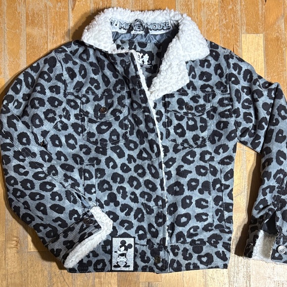 Disney Other - Disney Mickey Mouse Corduroy Leopard Print Jacket